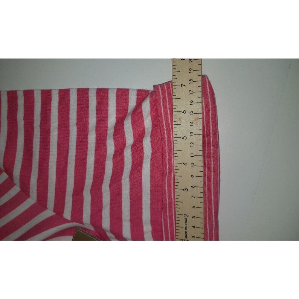White Stag Extra Large Woman's Pink White Striped Scoop Neck Cuffed Short Sleeve — image 7 of 8